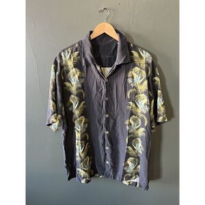 Tommy Bahama 100% Silk Hawaiian Shirt Mens XL Floral Palm Trees Camp